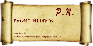 Pató Milán névjegykártya